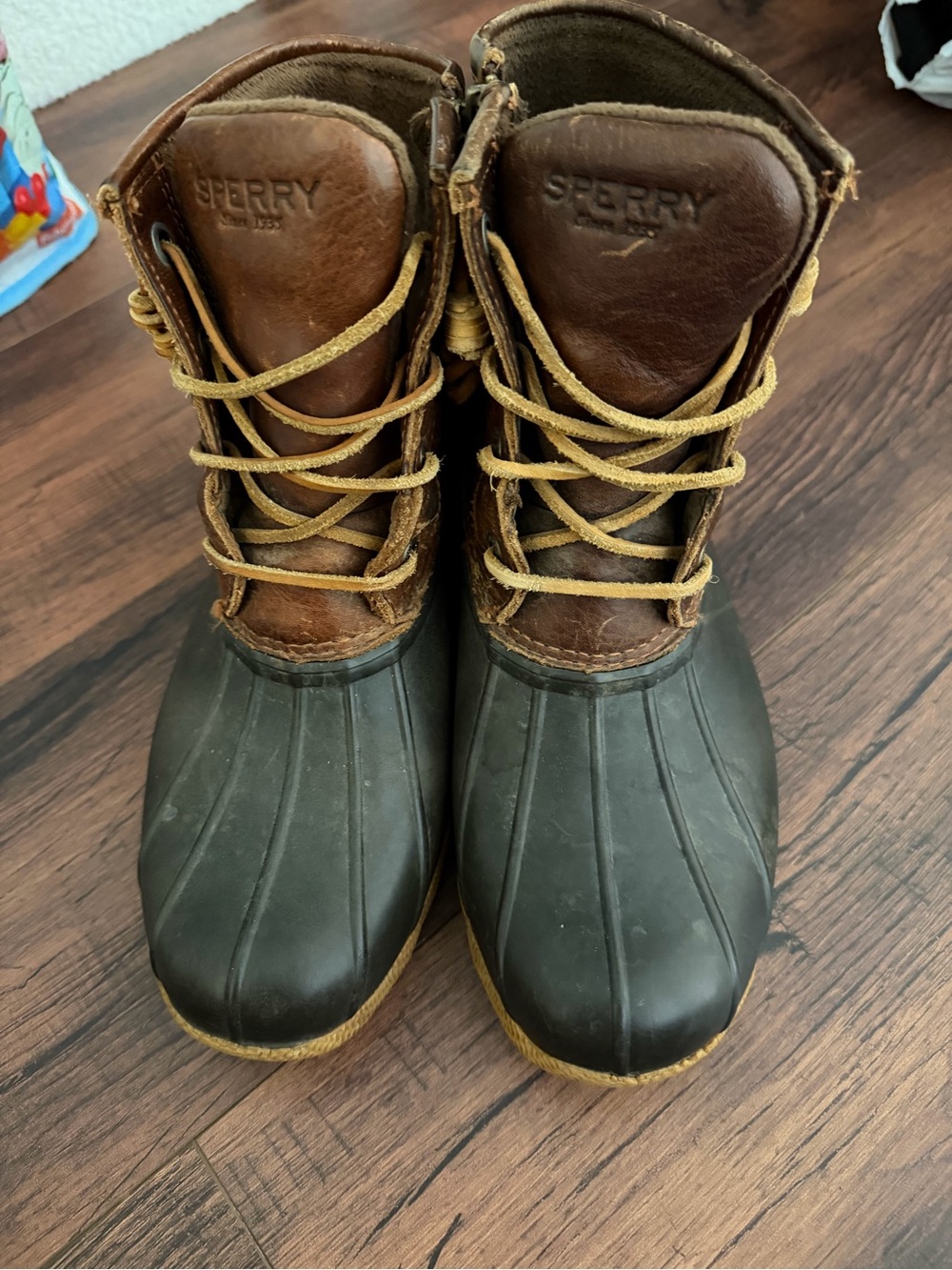 Sperry Brown Leather & Black Rubber Duck Boots